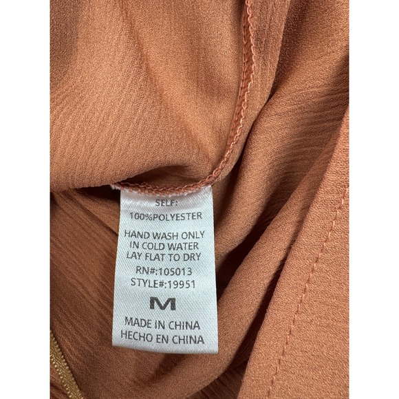 Savanna Jane Babydoll Embroidered Top Women Medium Orange Preppy 100% Polyester - Picture 7 of 8